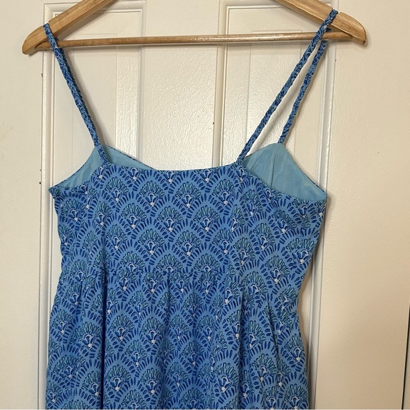 VINEYARD VINES Blue Tile Printed Tiered Mini Dress Braided Strap Ocean Breeze 6 - Picture 7 of 8
